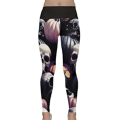 Halloween Party Skulls, Demonic Pumpkins Pattern Lightweight Velour Classic Yoga Leggings by Casemiro