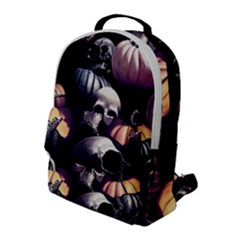 Halloween Party Skulls, Demonic Pumpkins Pattern Flap Pocket Backpack (large) by Casemiro