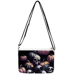 Halloween Party Skulls, Demonic Pumpkins Pattern Double Gusset Crossbody Bag by Casemiro