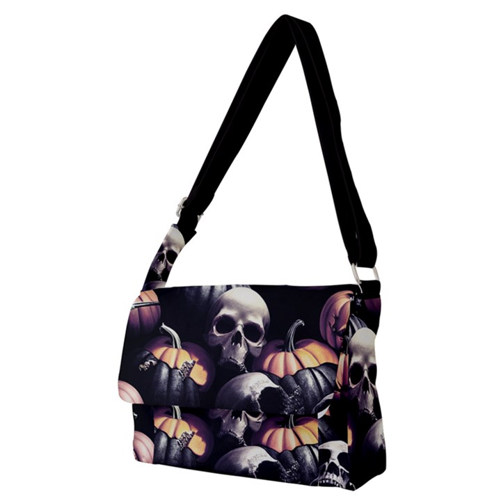 Halloween party skulls, Demonic pumpkins pattern Full Print Messenger Bag (M)