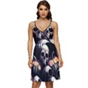 Halloween party skulls, Demonic pumpkins pattern V-Neck Pocket Summer Dress  View1