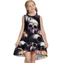 Halloween party skulls, Demonic pumpkins pattern Kids  Frill Swing Dress View1