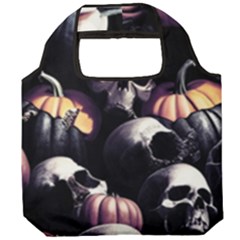 Halloween Party Skulls, Demonic Pumpkins Pattern Foldable Grocery Recycle Bag by Casemiro