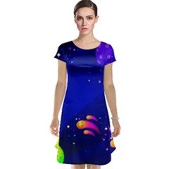 Artistic Space Planet Cap Sleeve Nightdress by danenraven