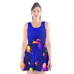 Artistic Space Planet Scoop Neck Skater Dress by danenraven