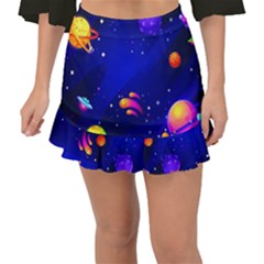 Artistic Space Planet Fishtail Mini Chiffon Skirt by danenraven