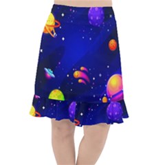 Artistic Space Planet Fishtail Chiffon Skirt by danenraven