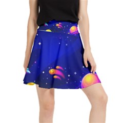 Artistic Space Planet Waistband Skirt by danenraven