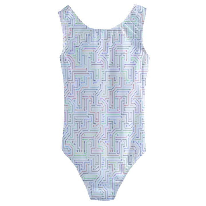 Computer Cyber Circuitry Circuits Electronic Kids  Cut-Out Back One Piece Swimsuit