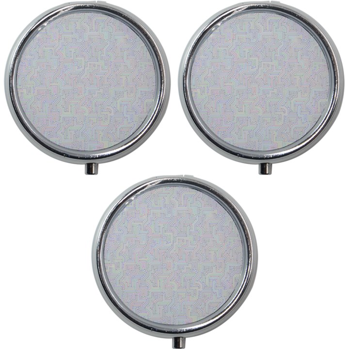 Computer Cyber Circuitry Circuits Electronic Mini Round Pill Box (Pack of 3)