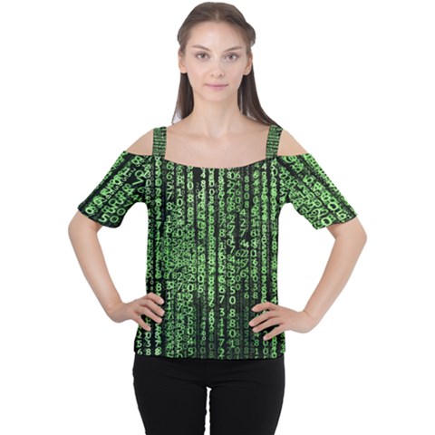 Matrix Technology Tech Data Digital Network Cutout Shoulder Tee by Wegoenart