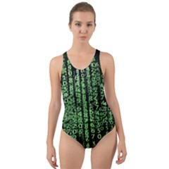 Matrix Technology Tech Data Digital Network Cut-out Back One Piece Swimsuit by Wegoenart