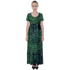 Matrix Technology Tech Data Digital Network High Waist Short Sleeve Maxi Dress by Wegoenart