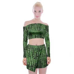 Matrix Technology Tech Data Digital Network Off Shoulder Top With Mini Skirt Set by Wegoenart