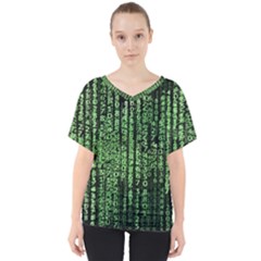 Matrix Technology Tech Data Digital Network V-neck Dolman Drape Top by Wegoenart