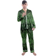 Matrix Technology Tech Data Digital Network Men s Long Sleeve Satin Pajamas Set by Wegoenart