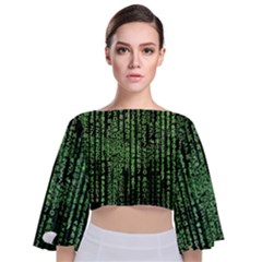 Matrix Technology Tech Data Digital Network Tie Back Butterfly Sleeve Chiffon Top by Wegoenart