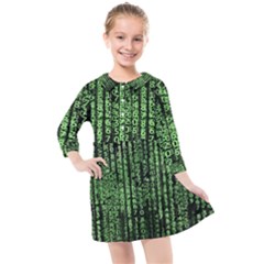 Matrix Technology Tech Data Digital Network Kids  Quarter Sleeve Shirt Dress by Wegoenart