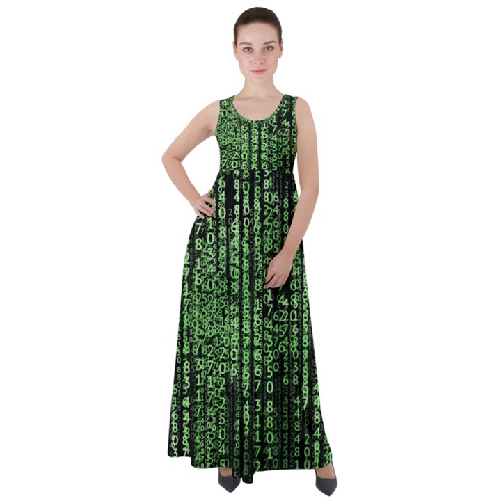 Matrix Technology Tech Data Digital Network Empire Waist Velour Maxi Dress