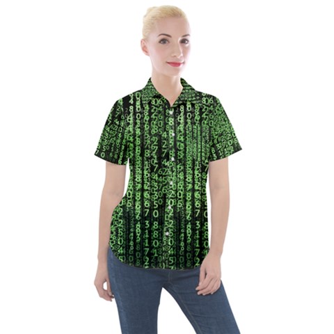 Matrix Technology Tech Data Digital Network Women s Short Sleeve Pocket Shirt by Wegoenart