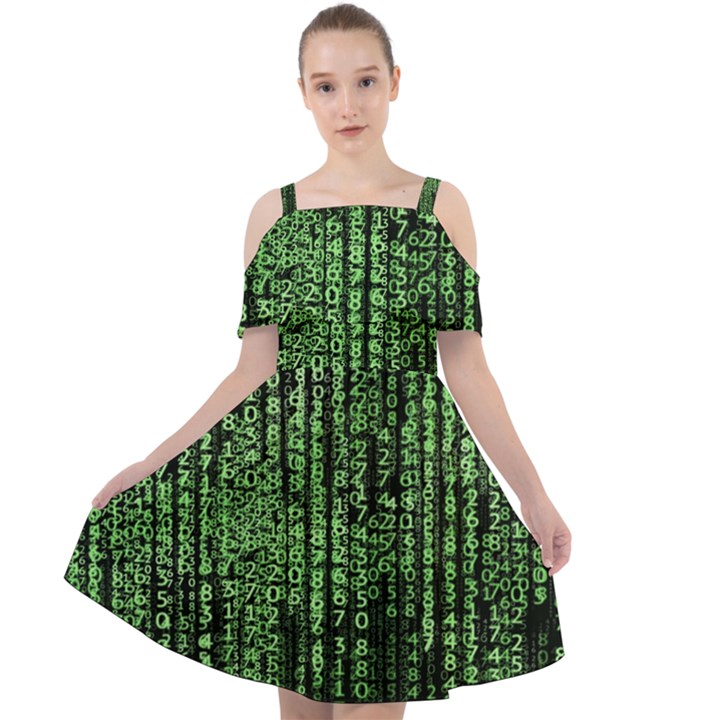 Matrix Technology Tech Data Digital Network Cut Out Shoulders Chiffon Dress