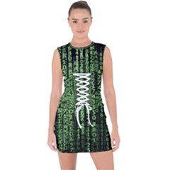 Matrix Technology Tech Data Digital Network Lace Up Front Bodycon Dress by Wegoenart