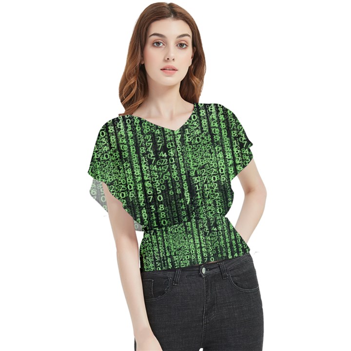 Matrix Technology Tech Data Digital Network Butterfly Chiffon Blouse