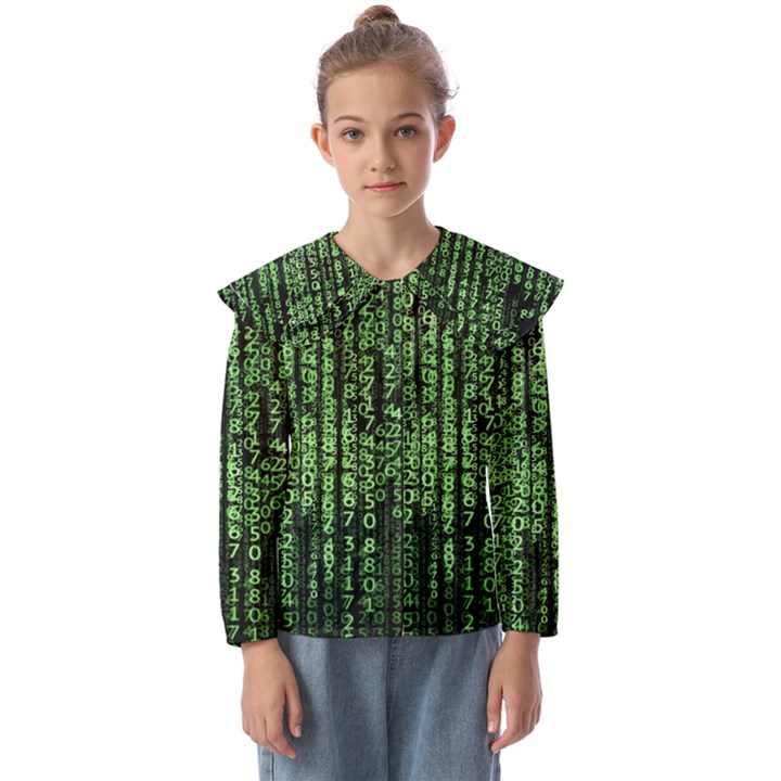 Matrix Technology Tech Data Digital Network Kids  Peter Pan Collar Blouse