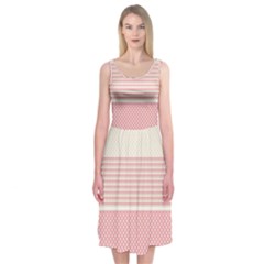 Background Pink Beige Decorative Texture Craft Midi Sleeveless Dress by Wegoenart