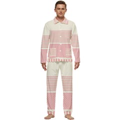 Background Pink Beige Decorative Texture Craft Men s Long Sleeve Velvet Pocket Pajamas Set