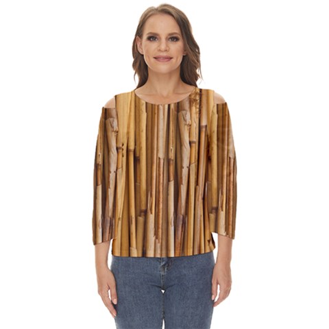 Asian Background Bamboo Cut Out Wide Sleeve Top by Wegoenart