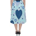 Hearts Pattern Paper Wallpaper Blue Background Classic Midi Skirt View2