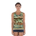 Medeival Ancient Map Fortress Island Seaport Town Sport Tank Top  View1