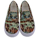 Medeival Ancient Map Fortress Island Seaport Town Kids  Canvas Slip Ons View1