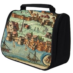 Medeival Ancient Map Fortress Island Seaport Town Full Print Travel Pouch (big) by Wegoenart