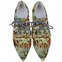 Medeival Ancient Map Fortress Island Seaport Town Pointed Oxford Shoes by Wegoenart