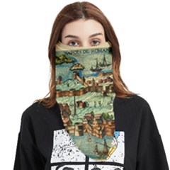 Medeival Ancient Map Fortress Island Seaport Town Face Covering Bandana (triangle) by Wegoenart