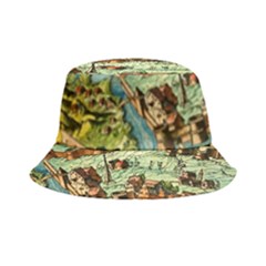 Medeival Ancient Map Fortress Island Seaport Town Bucket Hat by Wegoenart