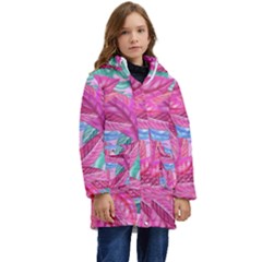 Sheets Tropical Reason Print Pattern Design Kid s Hooded Longline Puffer Jacket by Wegoenart