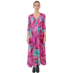 Sheets Tropical Reason Print Pattern Design Button Up Boho Maxi Dress by Wegoenart