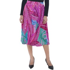 Sheets Tropical Reason Print Pattern Design Classic Velour Midi Skirt  by Wegoenart