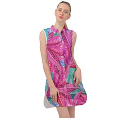 Sheets Tropical Reason Print Pattern Design Sleeveless Shirt Dress by Wegoenart