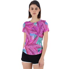 Sheets Tropical Reason Print Pattern Design Back Cut Out Sport Tee by Wegoenart