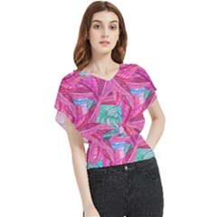 Sheets Tropical Reason Print Pattern Design Butterfly Chiffon Blouse