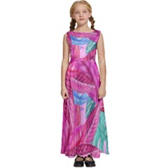 Sheets Tropical Reason Print Pattern Design Kids  Satin Sleeveless Maxi Dress by Wegoenart