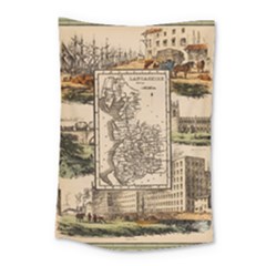 Antique Map Railway Lines Railway Train Char Small Tapestry by Wegoenart