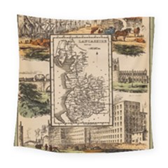 Antique Map Railway Lines Railway Train Char Square Tapestry (large) by Wegoenart