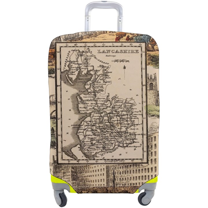 Antique Map Railway Lines Railway Train Char Luggage Cover (Large)