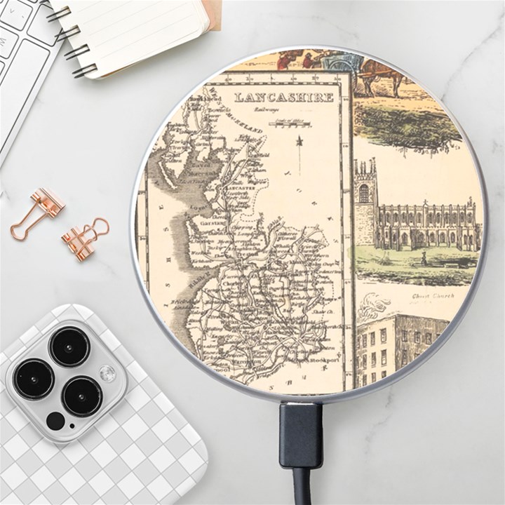 Antique Map Railway Lines Railway Train Char Wireless Charger