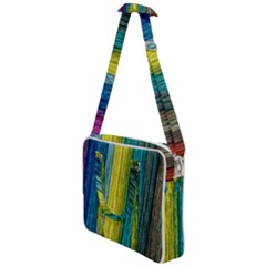 Line Rope Fiber Close Up Multicoloured Background Cross Body Office Bag by Wegoenart